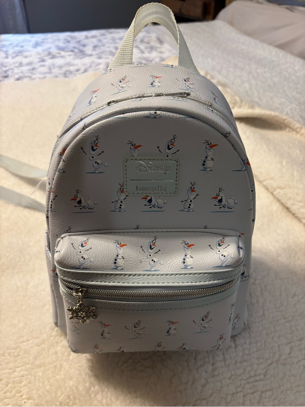 Disney Olaf Pattern Mini Backpack in Light Blue and Orange
